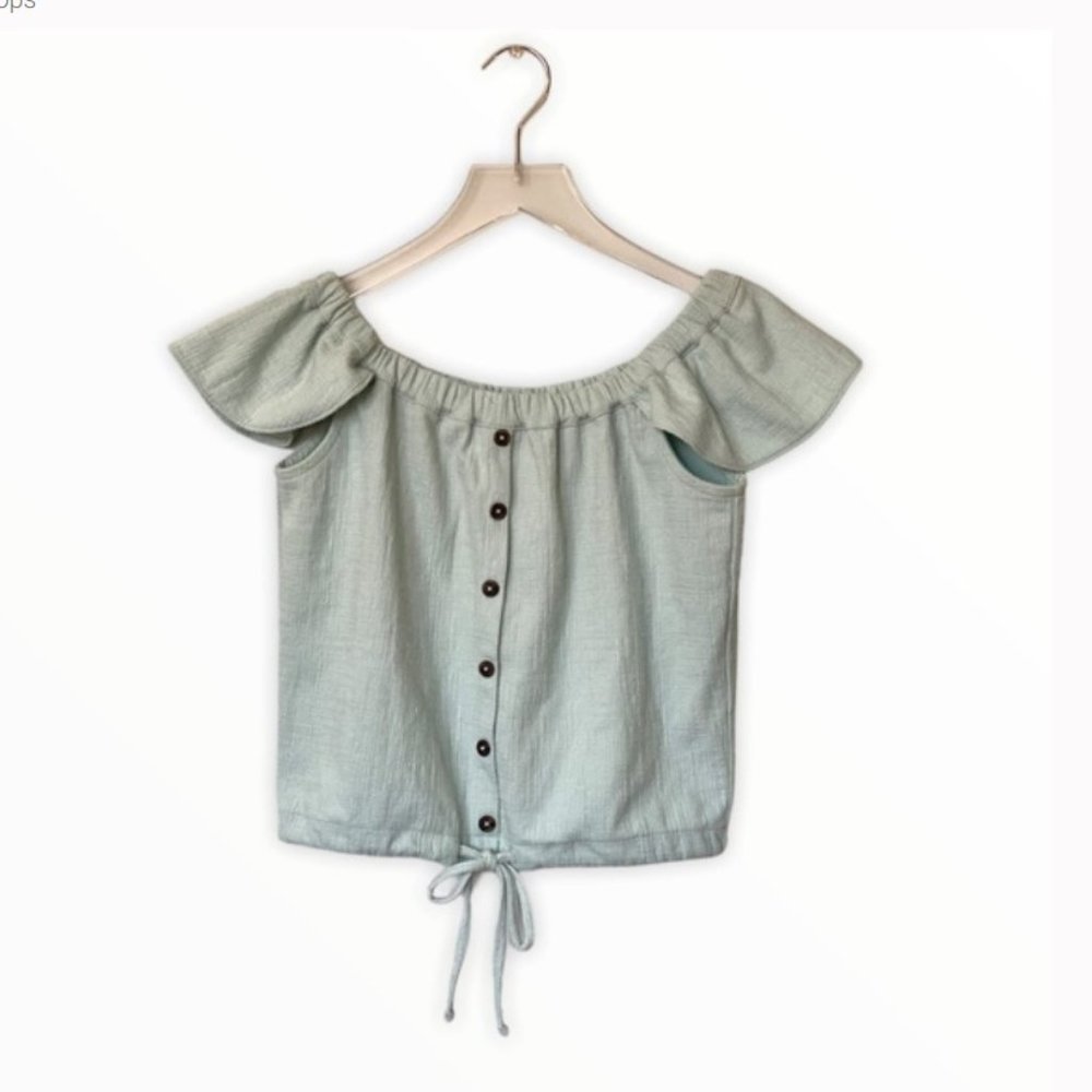 MADEWELL mint green off-shoulder top NWT